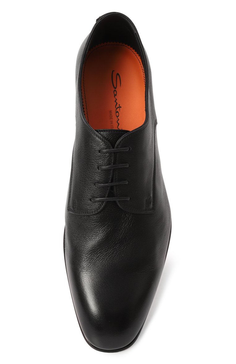 Мужские кожаные дерби SANTONI черного цвета, арт. MCAG19026LA3SGFR | Фото 6 (Материал внешний: Натуральная кожа; Материал сплава: Проставлено; Материал внутренний: Натуральная кожа; Нос: Не проставлено; Стили: Классический)