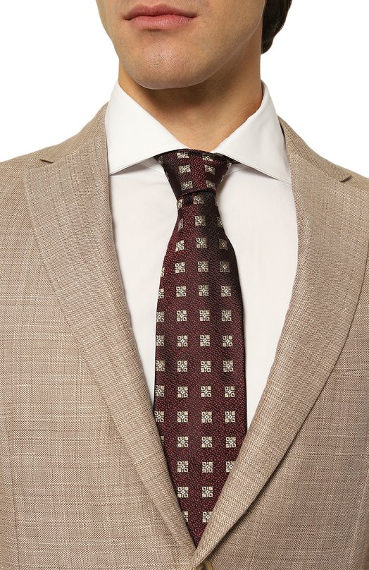 Шелковый галстук Zegna 1P8/Z8D32TA8 Бордовый  1P8/Z8D32TA8 Фото 2