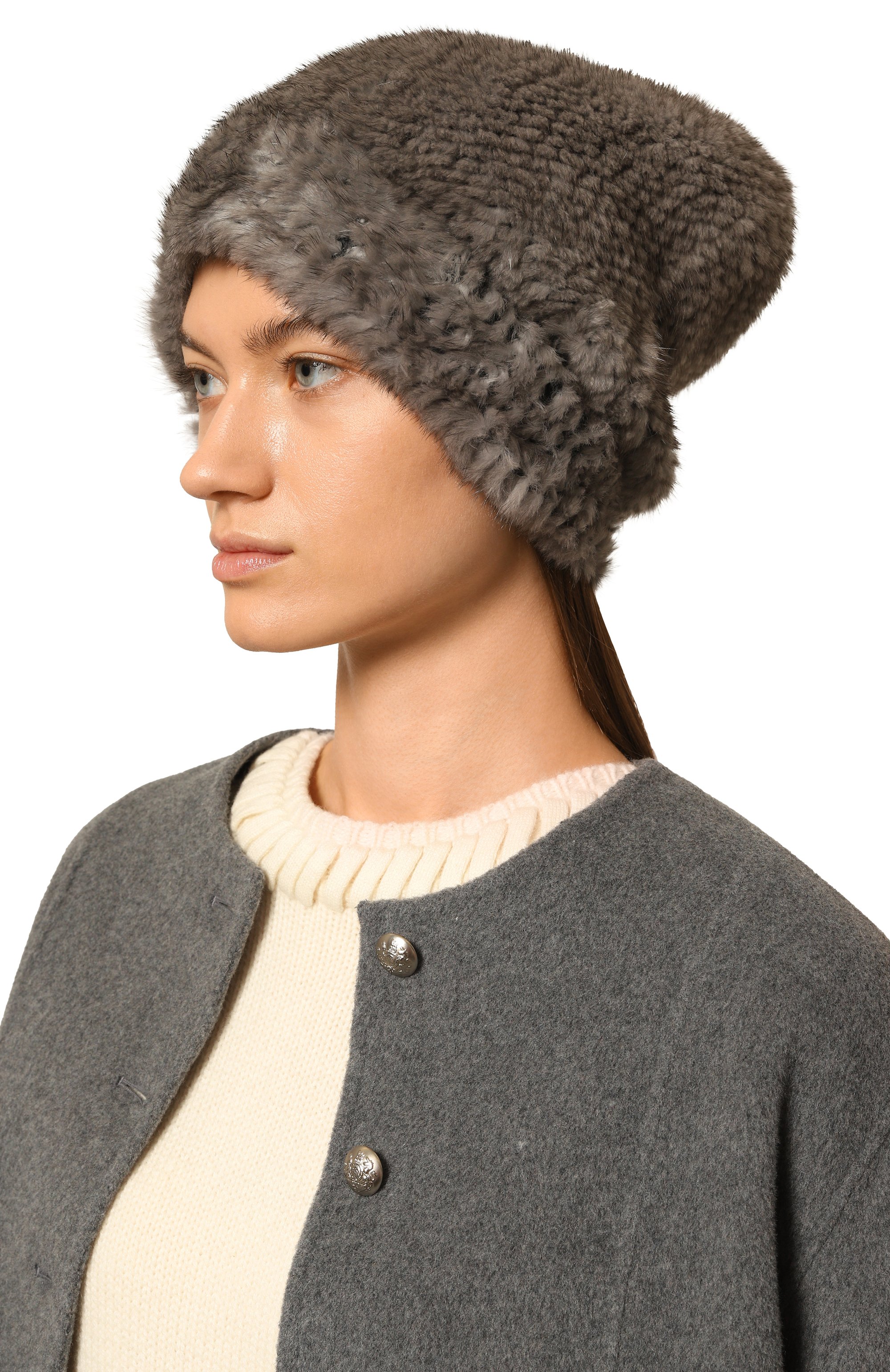 Меховая шапка из норки VICTORIA KUSENKOVA разноцветного цвета по цене 78980 руб., арт. 050650010202, фото 2 Меховая шапка из норки VICTORIA KUSENKOVA, арт. 050650010202, фото 2