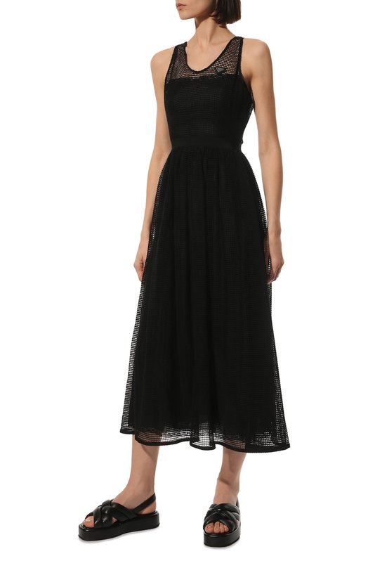 Хлопковое платье Prada P3G49L-10JY-F0002-221 Чёрный  P3G49L-10JY-F0002-221 Фото 2