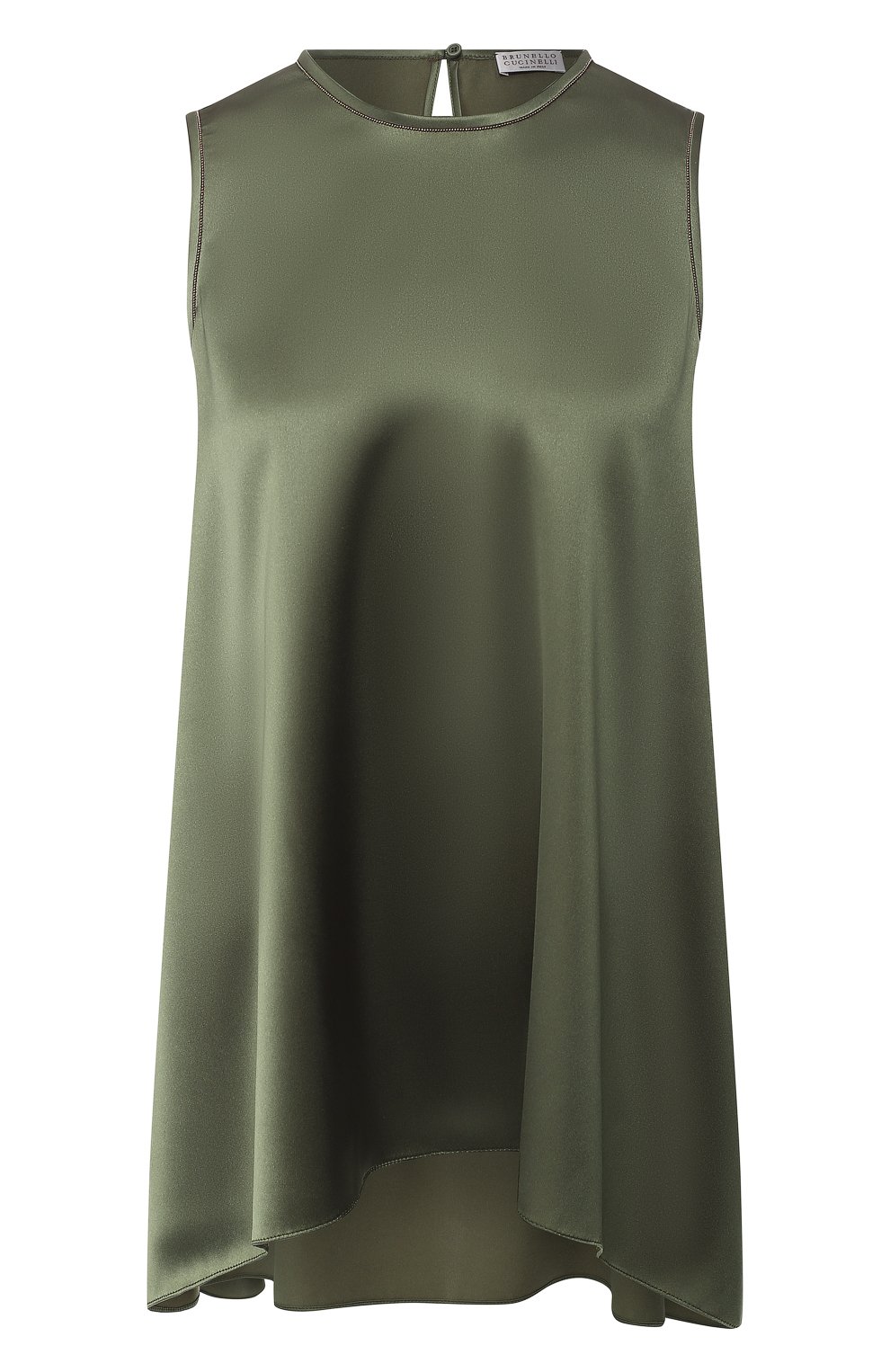 Шелковый топ BRUNELLO CUCINELLI хаки цвета по цене 99500 руб., арт. M0C59DE320, фото 1 Шелковый топ BRUNELLO CUCINELLI, арт. M0C59DE320, фото 1