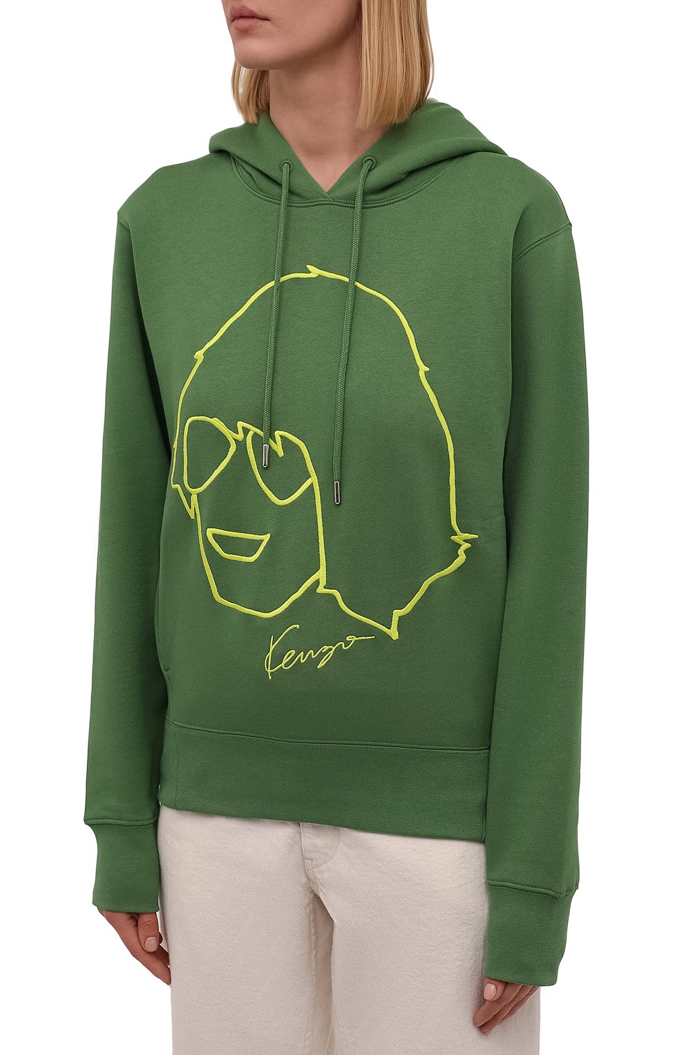 Хлопковое худи KENZO зеленого цвета по цене 35750 руб., арт. FB62SW8794ML, фото 3 Хлопковое худи KENZO, арт. FB62SW8794ML, фото 3