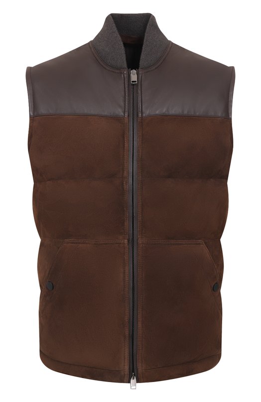 Замшевый жилет Brioni PUF60L/0D701 Коричневый PUF60L/0D701