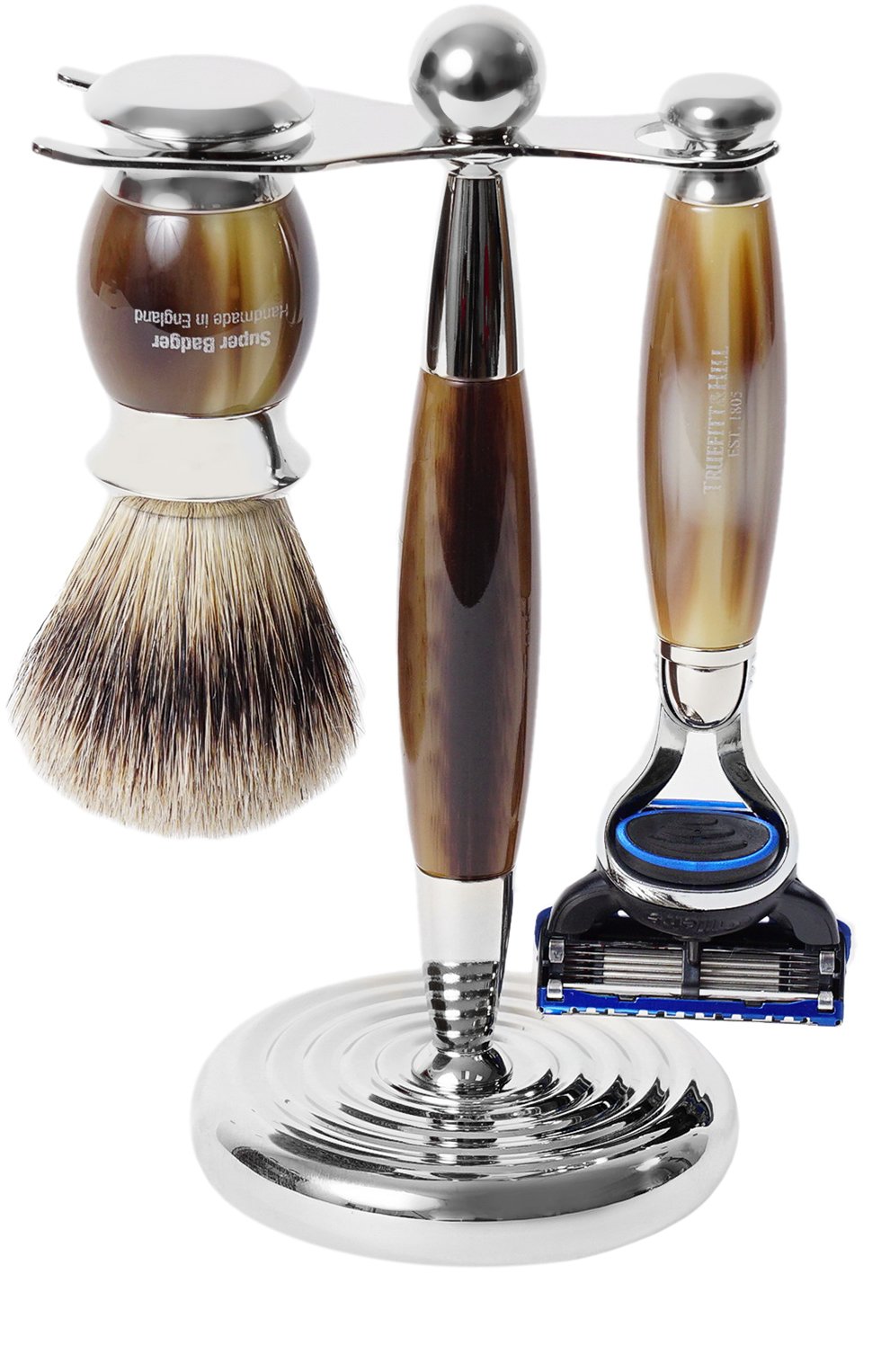 Кисть для бритья и станок с лезвием fusion TRUEFITT AND HILL бесцветного цвета по цене 89200 руб., арт. 352, фото 1 Кисть для бритья и станок с лезвием fusion TRUEFITT AND HILL, арт. 352, фото 1