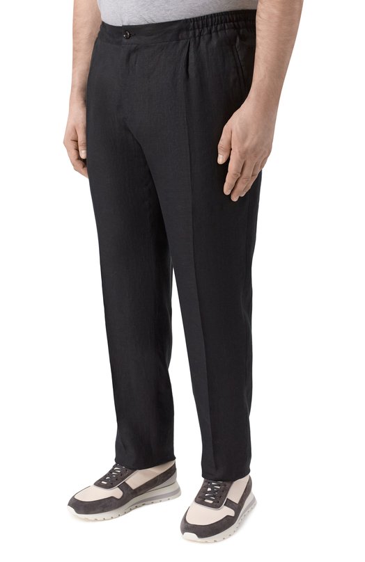 Льняные брюки Kiton UPN01H0969003 Чёрный  UPN01H0969003 Фото 3