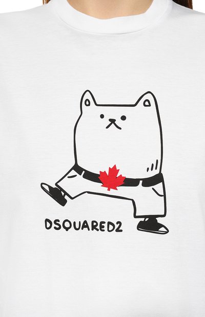 Хлопковая футболка DSQUARED2 белого цвета по цене 24050 руб., арт. S75GD0262/S23009, фото 5 Хлопковая футболка DSQUARED2, арт. S75GD0262/S23009, фото 5