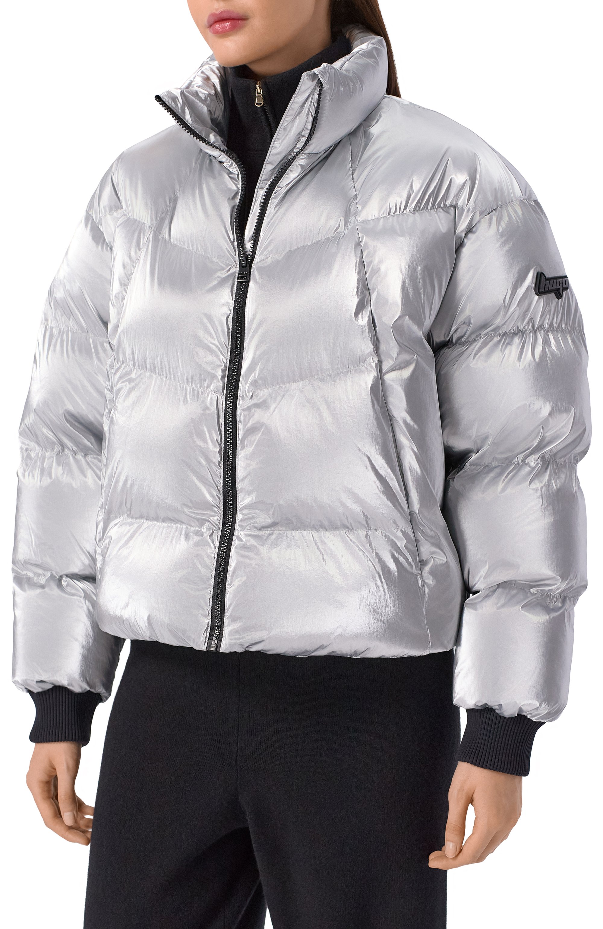 Пуховик HUGO BLUE серебряного цвета по цене 33950 руб., арт. 50546368, фото 3 Пуховик HUGO BLUE, арт. 50546368, фото 3