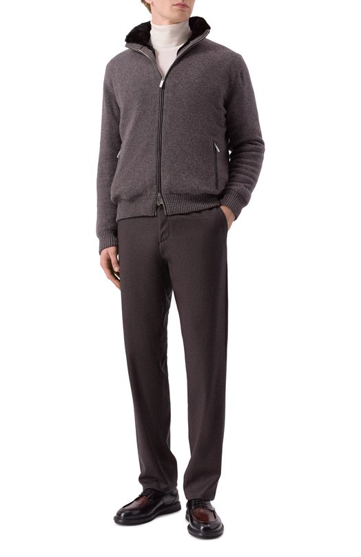 Кардиган с подкладкой из бобра Andrea Campagna WU26WS510-09C-FWSPC1 Коричневый  WU26WS510-09C-FWSPC1 Фото 2