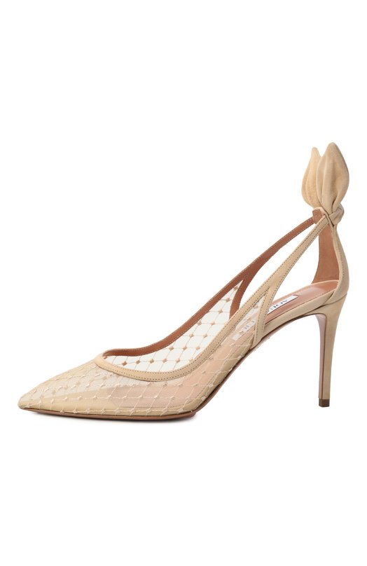 Туфли Bow Tie Net 85 Aquazzura DNNMIDP1/FMS Бежевый  DNNMIDP1/FMS Фото 4