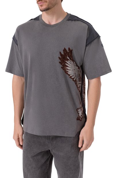 Хлопковая футболка DIESEL темно-серого цвета по цене 21600 руб., арт. A19321/0KIBX, фото 3 Хлопковая футболка DIESEL, арт. A19321/0KIBX, фото 3