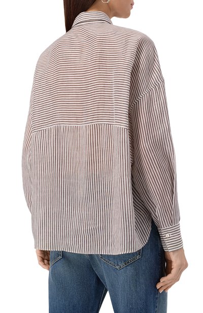 Рубашка изо льна и шелка BRUNELLO CUCINELLI, арт. MH756NL405, фото 4