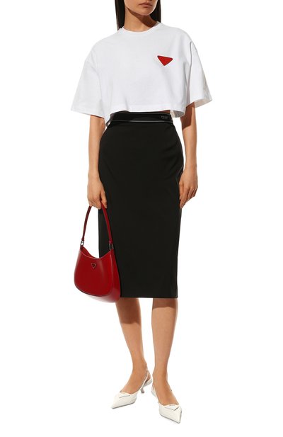 Хлопковая футболка PRADA белого цвета по цене 72000 руб., арт. 3560A-10UP-F0009-212, фото 2 Хлопковая футболка PRADA, арт. 3560A-10UP-F0009-212, фото 2