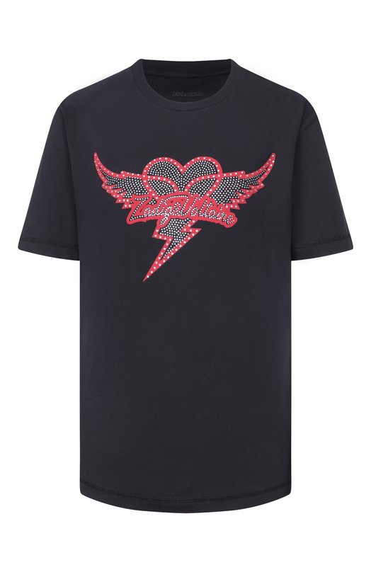 Хлопковая футболка Zadig and Voltaire JWTS02856 Чёрный JWTS02856