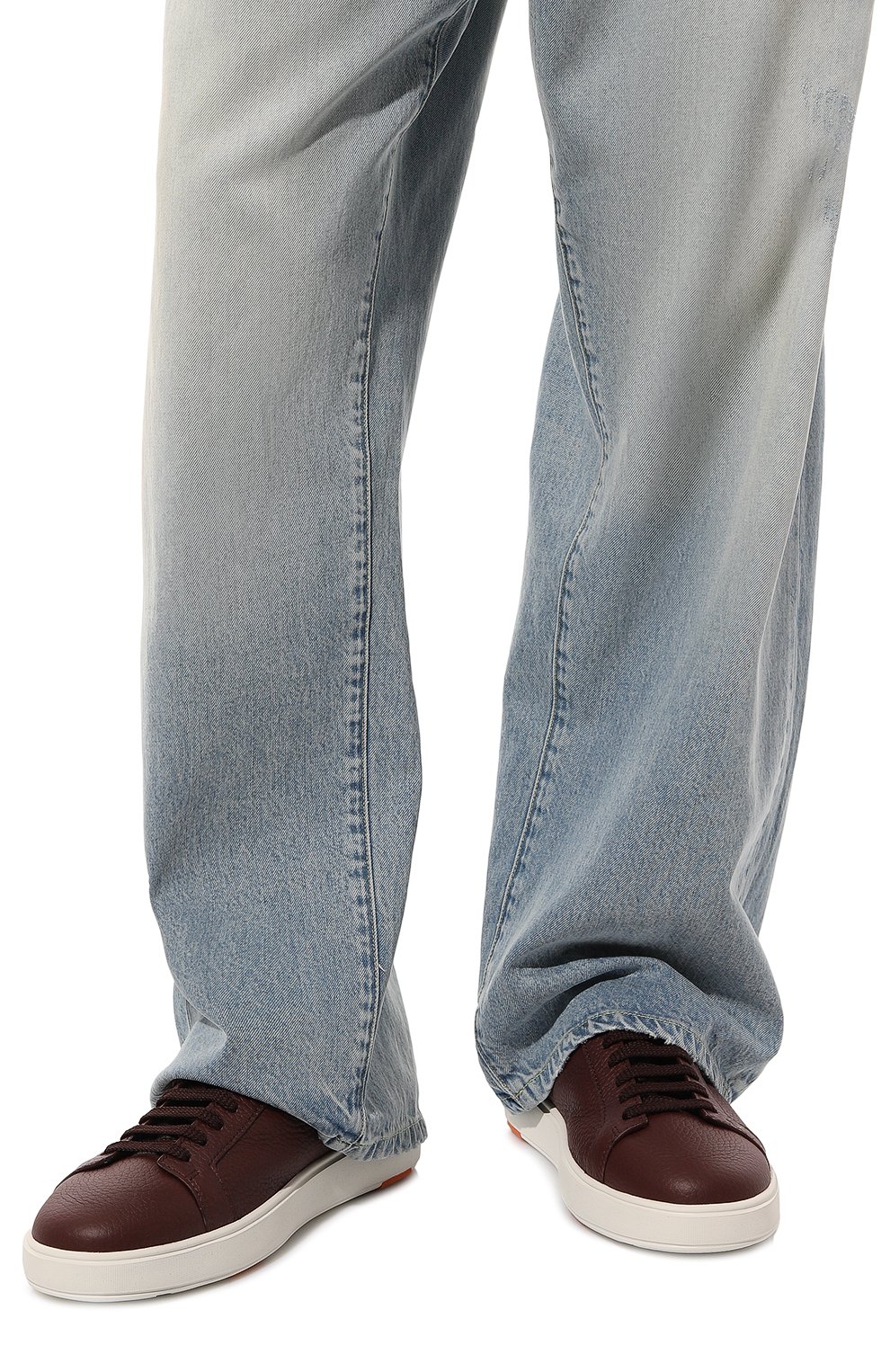 Кожаные кеды cleanic SANTONI бордового цвета по цене 61650 руб., арт. MBCD21571BARCSB4N01, фото 3 Кожаные кеды cleanic SANTONI, арт. MBCD21571BARCSB4N01, фото 3