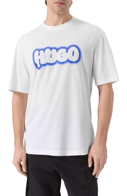 Хлопковая футболка HUGO Blue 50549155 Белый  50549155 Фото 3