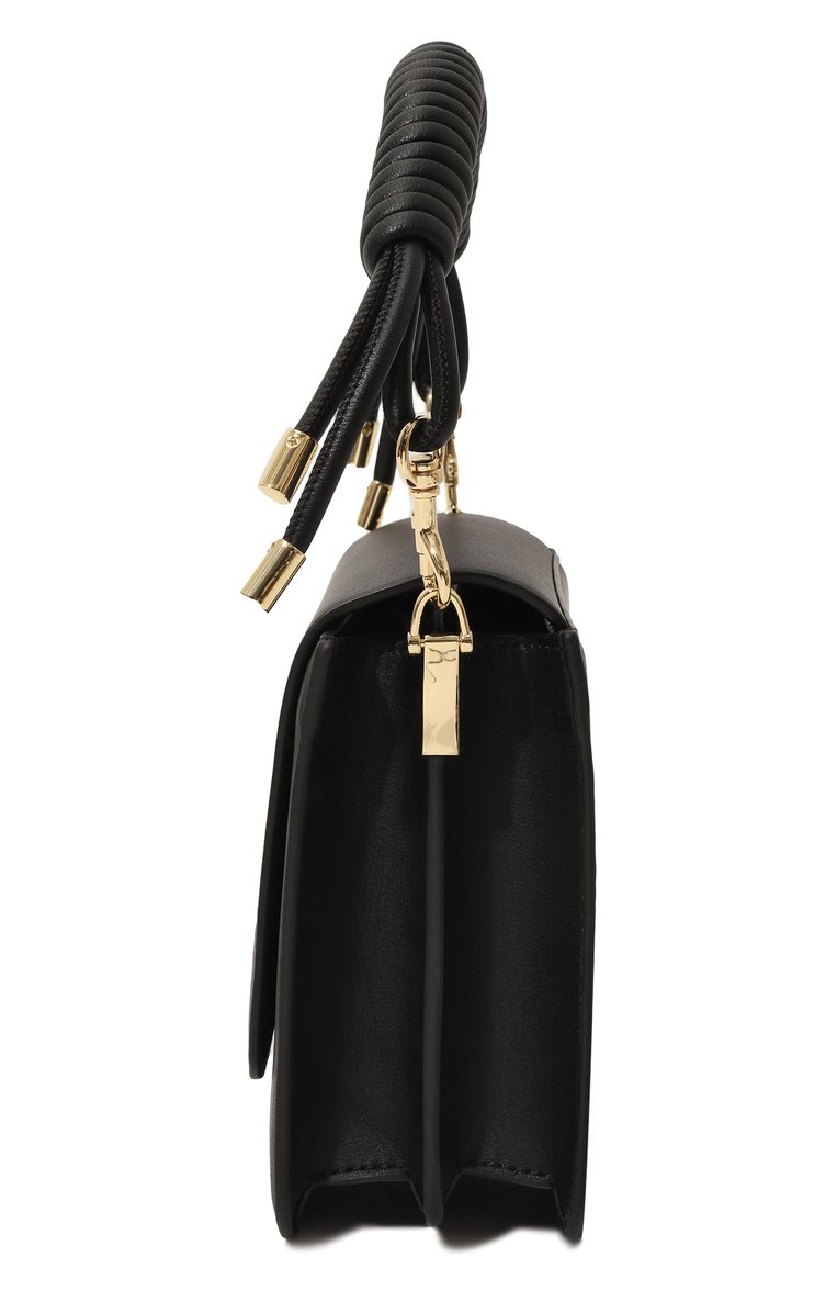 Женская сумка VERSACE JEANS COUTURE черного цвета, арт. 74VA4BR3/ZS585 | Фото 4 (Сумки-технические: Сумки top-handle; Материал сплава: Проставлено; Ремень/цепочка: На ремешке; Материал: Текстиль; Драгоценные камни: Проставлено; Размер: small)