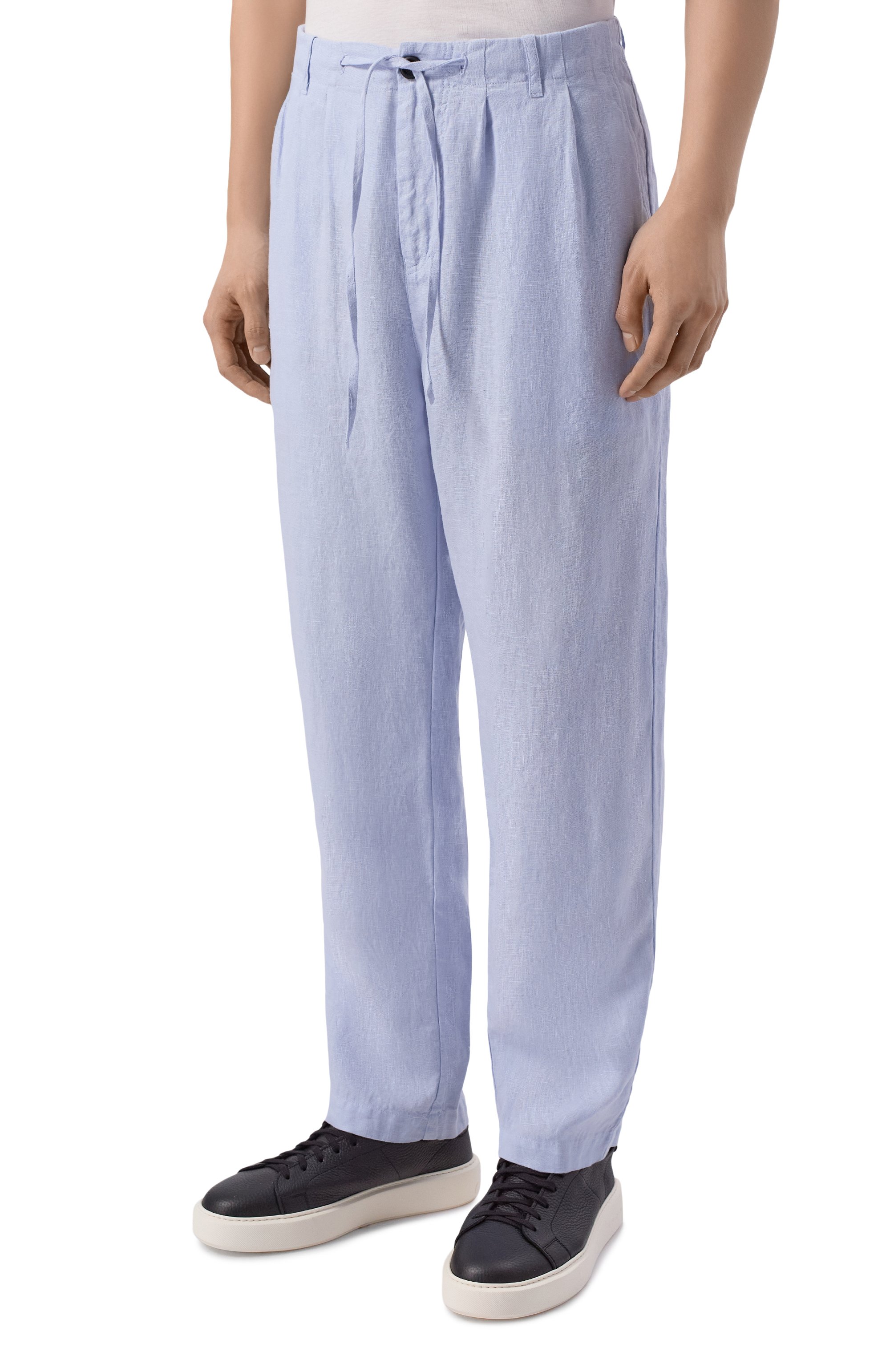 Льняные брюки HANNES ROETHER голубого цвета по цене 38600 руб., арт. PA21PER.602, фото 3 Льняные брюки HANNES ROETHER, арт. PA21PER.602, фото 3