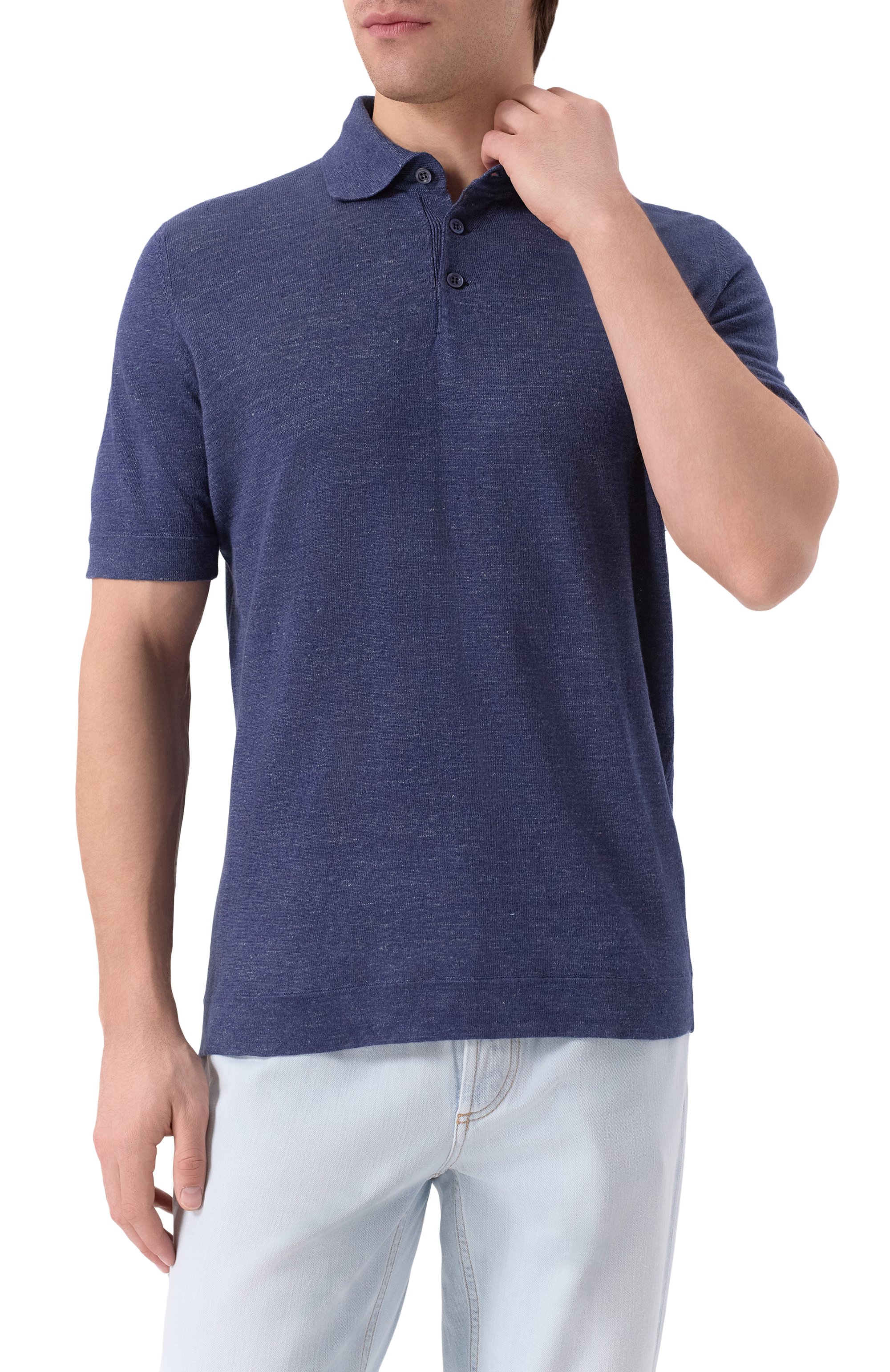 Поло изо льна и хлопка BRUNELLO CUCINELLI, арт. M2L00315, фото 3