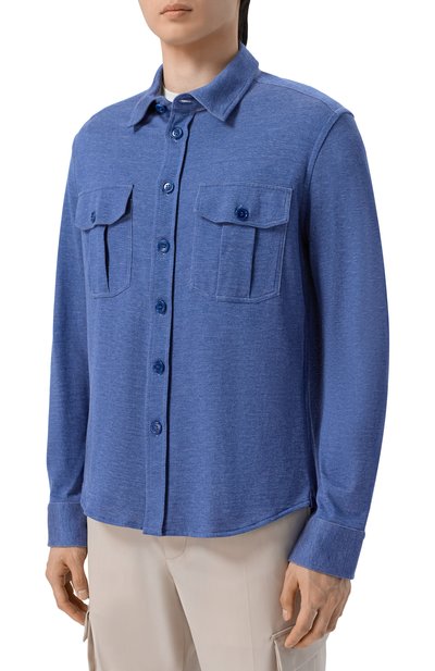 Рубашка из хлопка и шелка BRIONI синего цвета по цене 261500 руб., арт. UJRE0L/PD602, фото 3 Рубашка из хлопка и шелка BRIONI, арт. UJRE0L/PD602, фото 3