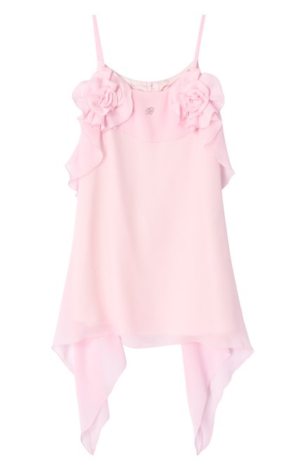 Детское платье BLUMARINE светло-розового цвета, арт. BFAB020.0.GA016/14A-16A | Фото 1 (Материал сплава: Проставлено; Рукава: Короткие; Драгоценные камни: Проставлено; Материал подклада: Вискоза)