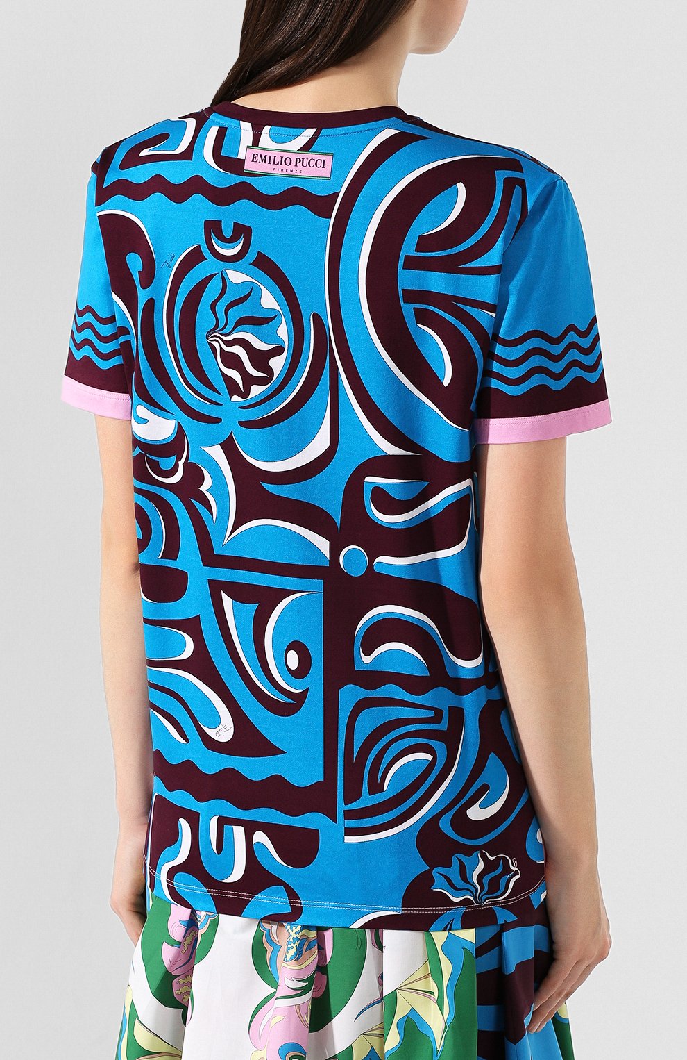 Хлопковая футболка EMILIO PUCCI розового цвета по цене 36700 руб., арт. 0EJP45/0E994, фото 4 Хлопковая футболка EMILIO PUCCI, арт. 0EJP45/0E994, фото 4