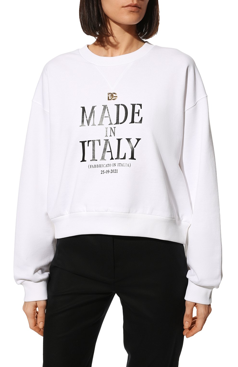 Хлопковый свитшот DOLCE & GABBANA белого цвета по цене 72750 руб., арт. F9L05Z/G7C5I, фото 3 Хлопковый свитшот DOLCE & GABBANA, арт. F9L05Z/G7C5I, фото 3
