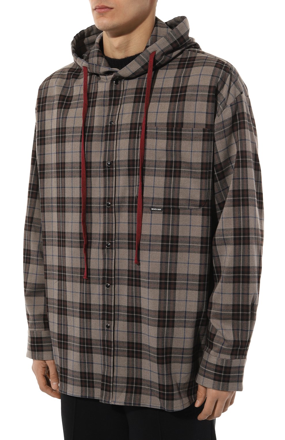 Рубашка WHO_AM коричневого цвета по цене 26000 руб., арт. MS1-SV238-BRN, фото 3 Рубашка WHO_AM, арт. MS1-SV238-BRN, фото 3