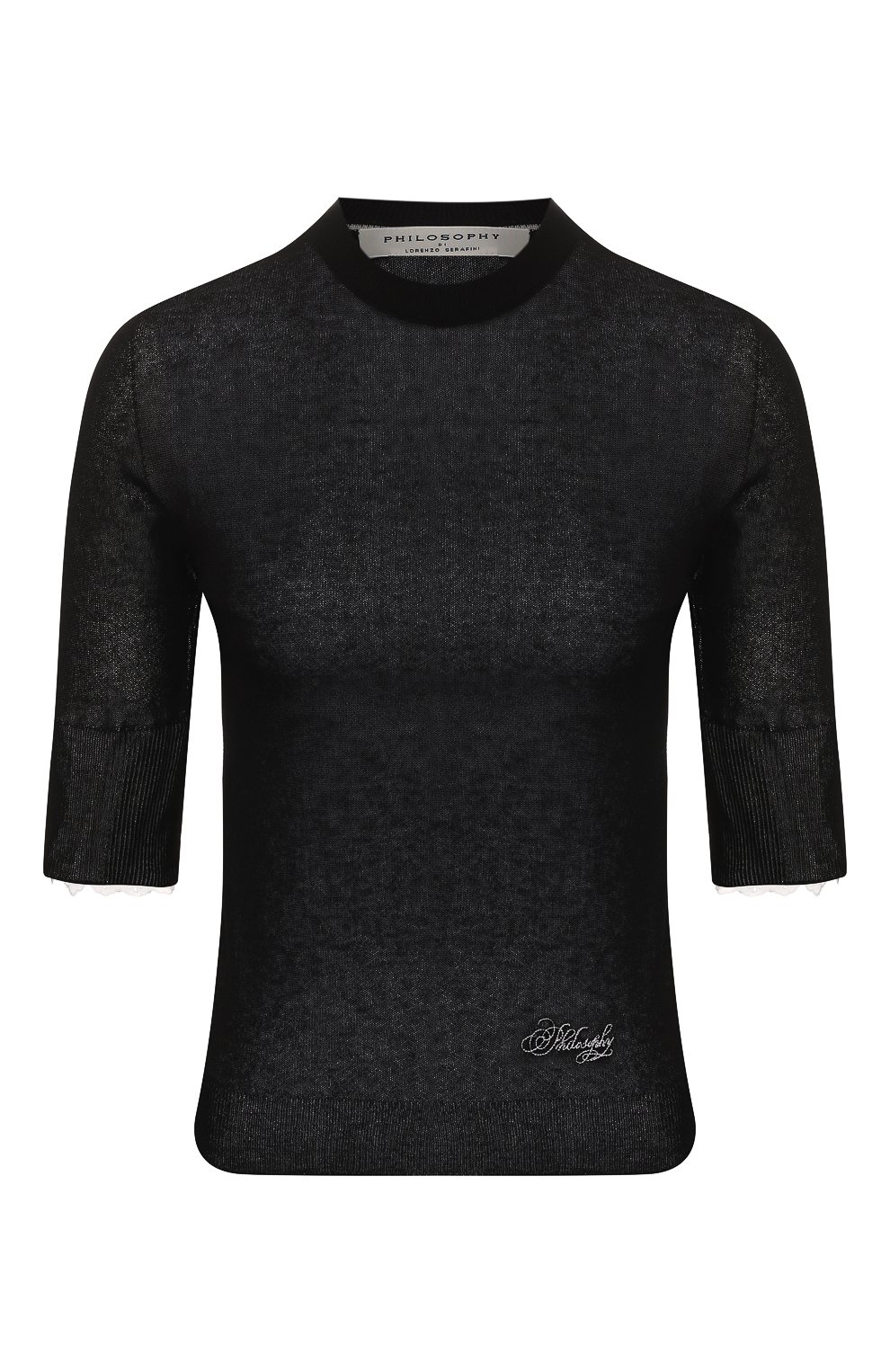 Пуловер из вискозы PHILOSOPHY DI LORENZO SERAFINI черного цвета по цене 29950 руб., арт. V0925/706, фото 1 Пуловер из вискозы PHILOSOPHY DI LORENZO SERAFINI, арт. V0925/706, фото 1