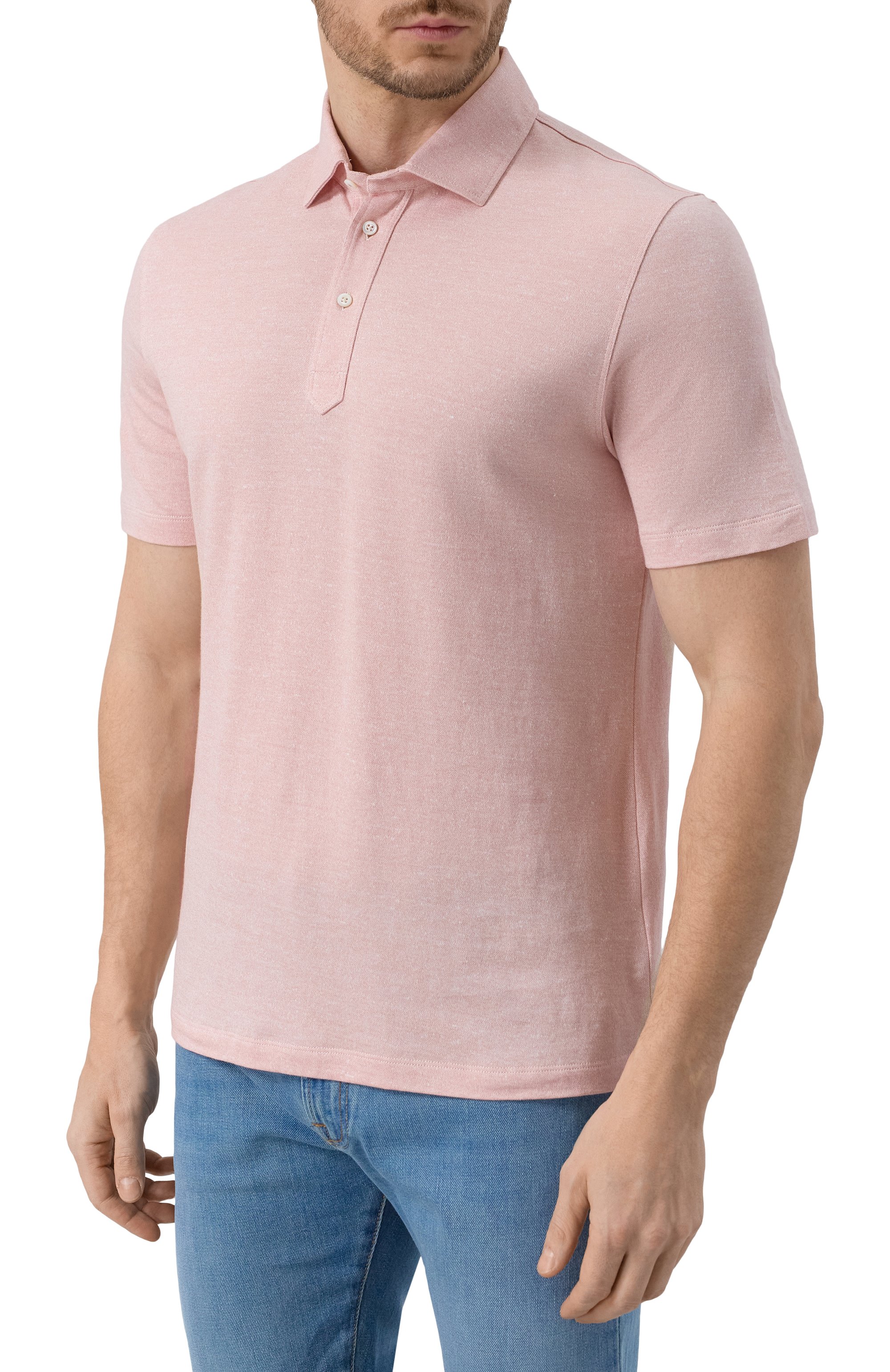 Поло из хлопка и льна BRUNELLO CUCINELLI розового цвета по цене 99500 руб., арт. MW8623936, фото 3 Поло из хлопка и льна BRUNELLO CUCINELLI, арт. MW8623936, фото 3