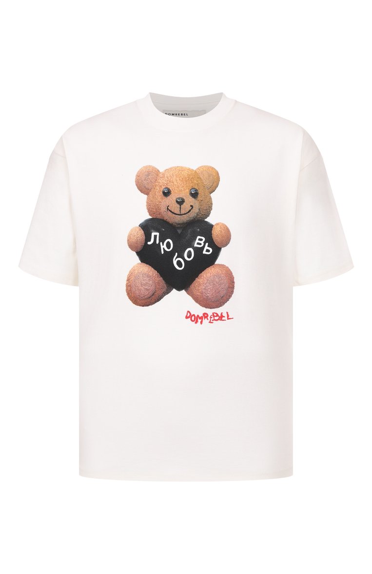 Мужская хлопковая футболка DOMREBEL белого цвета, арт. M L0VEBEAR/TSHIRT | Фото 1 (Длина (для топов): Стандартные; Материал внешний: Хлопок; Рукава: Короткие; Принт: С принтом; Стили: Гранж; Кросс-КТ: Джерси; Мужское Кросс-КТ: Футболка-одежда; Автоматизация ТО: Проставлено; Автоматизация состава: Проставлено; Детали: Без декора)