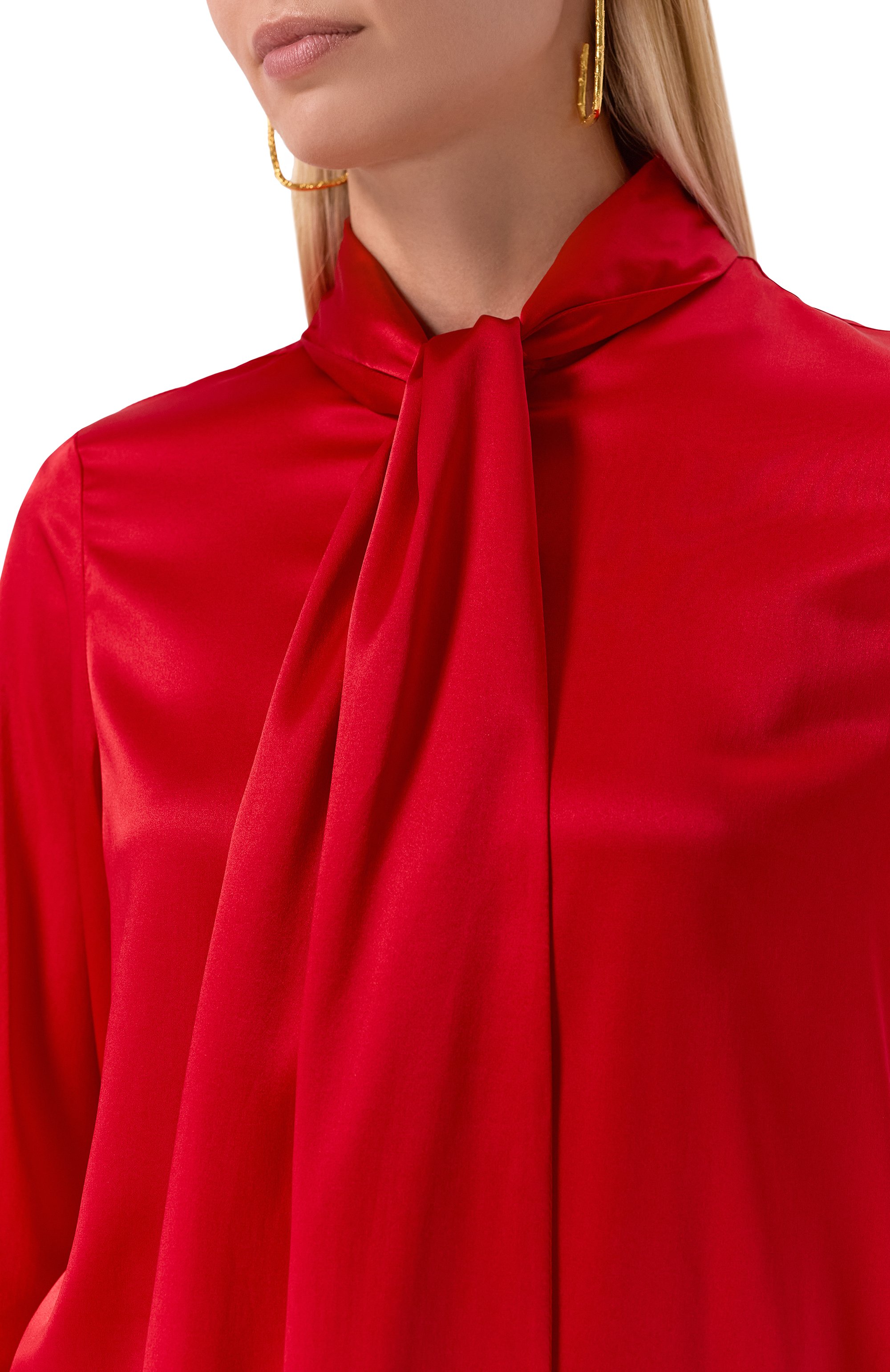 Атласная блузка NINA RICCI красного цвета по цене 99500 руб., арт. 25ACT0001/VI0530, фото 5 Атласная блузка NINA RICCI, арт. 25ACT0001/VI0530, фото 5