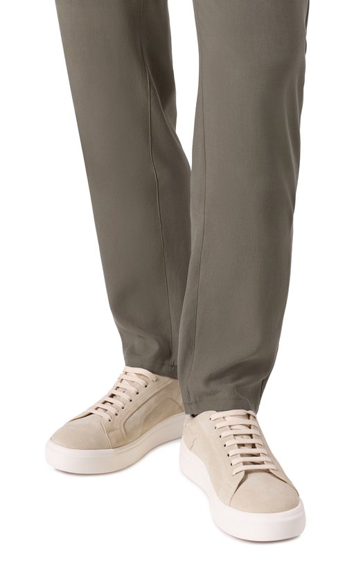 Замшевые кеды Kiton USSA268N0119004 Бежевый  USSA268N0119004 Фото 3