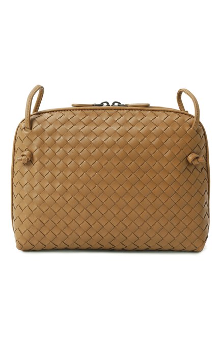 Женская сумка intrecciato small BOTTEGA VENETA светло-коричневого цвета, арт. 245354/V48B1 | Фото 1 (Размер: small; Ремень/цепочка: На ремешке; Драгоценные камни: Проставлено; Материал сплава: Проставлено; Материал: Натуральная кожа)