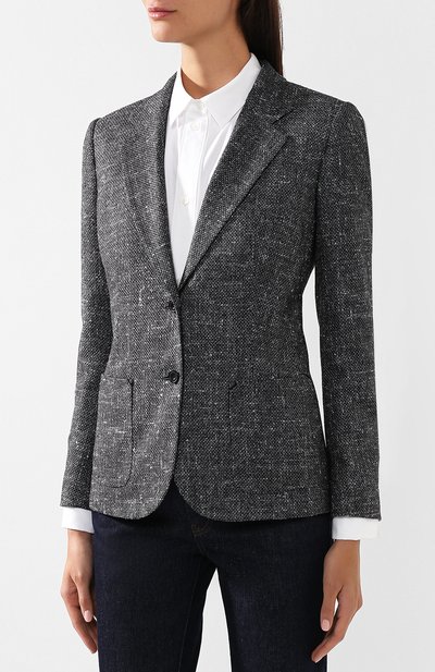 Жакет из смеси шелка и шерсти KITON темно-серого цвета по цене 414500 руб., арт. D46516K02R24, фото 3 Жакет из смеси шелка и шерсти KITON, арт. D46516K02R24, фото 3