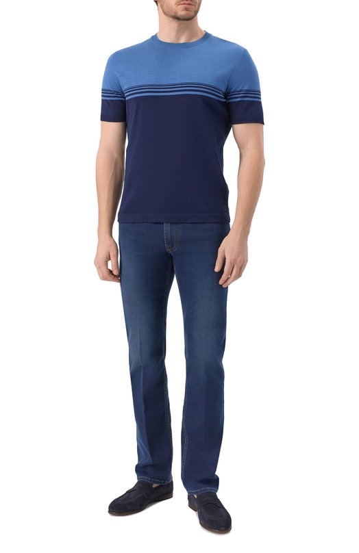 Джемпер из хлопка и шелка Corneliani 25M526-2525158 Синий  25M526-2525158 Фото 2