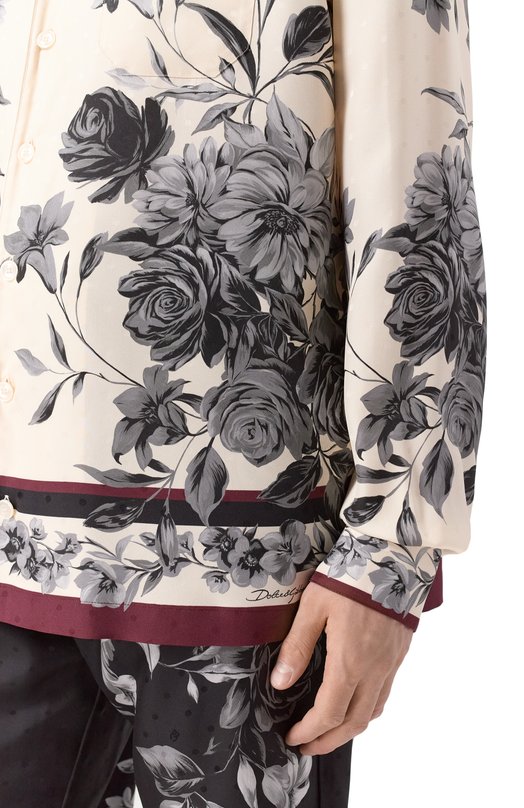 Шелковая рубашка Dolce & Gabbana G5IF1T/HI100 Бежевый  G5IF1T/HI100 Фото 5
