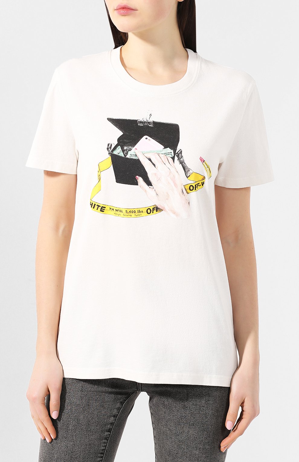 Хлопковая футболка OFF-WHITE белого цвета по цене 18250 руб., арт. 0WAA049S19B070650110, фото 3 Хлопковая футболка OFF-WHITE, арт. 0WAA049S19B070650110, фото 3