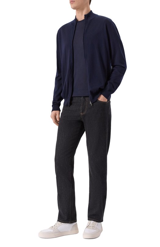 Футболка из шелка и хлопка 12 STOREEZ 133450 Синий  133450 Фото 2