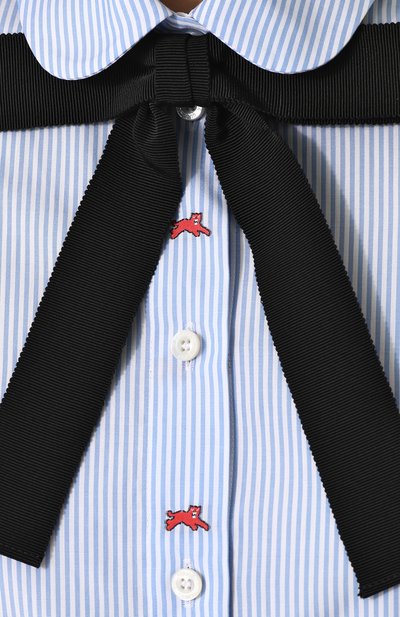 Хлопковая блуза прямого кроя с бантом GUCCI синего цвета по цене 48600 руб., арт. 476099/Z382C, фото 5 Хлопковая блуза прямого кроя с бантом GUCCI, арт. 476099/Z382C, фото 5