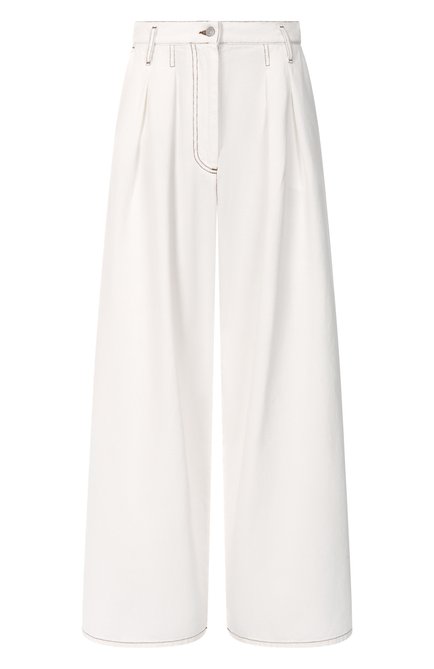 Женские джинсы DRIES VAN NOTEN белого цвета, арт. 251-010929-1552 | Фото 1 (Длина (брюки, джинсы): Стандартные; Материал внешний: Хлопок; Материал сплава: Проставлено; Драгоценные камни: Проставлено)