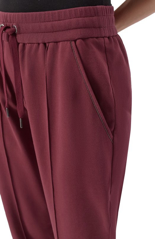 Хлопковые брюки Brunello Cucinelli MP827FB799 Бордовый  MP827FB799 Фото 5