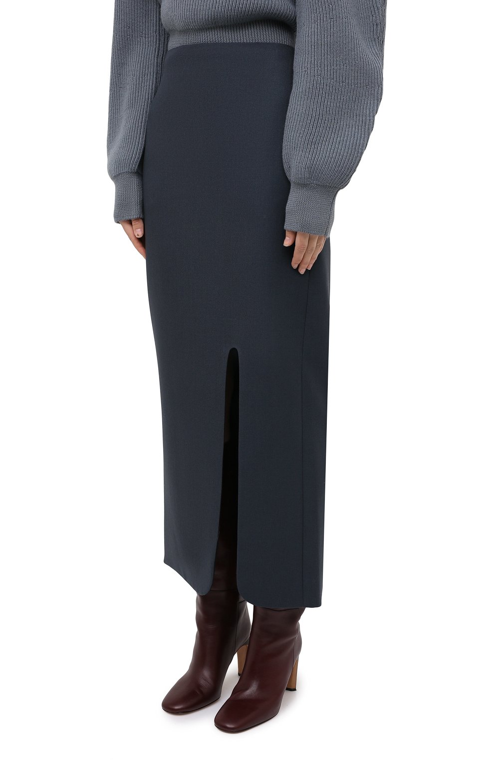 Шерстяная юбка JIL SANDER синего цвета по цене 103500 руб., арт. JSWR355310-WR201000, фото 3 Шерстяная юбка JIL SANDER, арт. JSWR355310-WR201000, фото 3