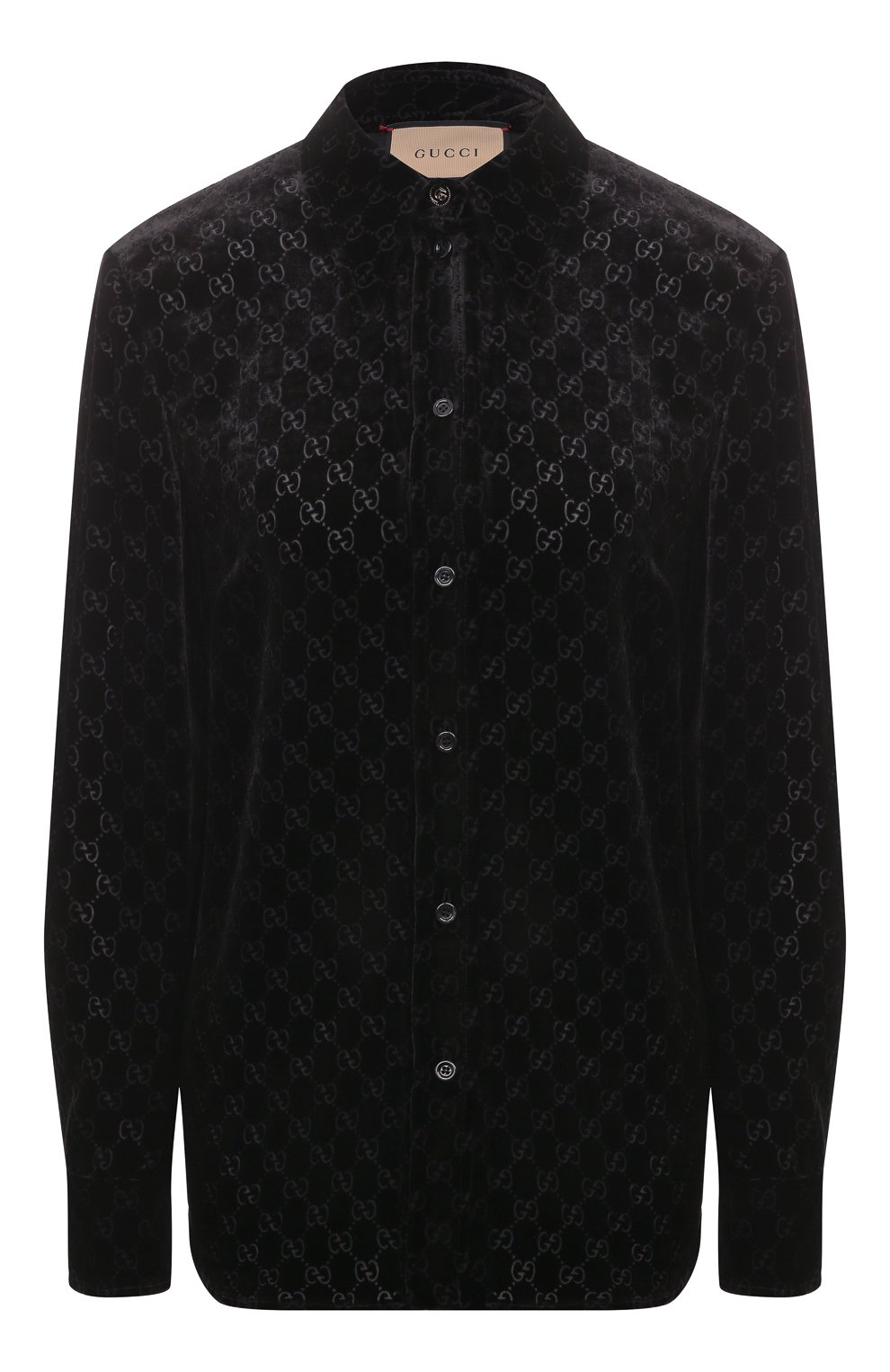 Рубашка из вискозы и шелка GUCCI черного цвета по цене 180000 руб., арт. 675825 ZAHGE, фото 1 Рубашка из вискозы и шелка GUCCI, арт. 675825 ZAHGE, фото 1