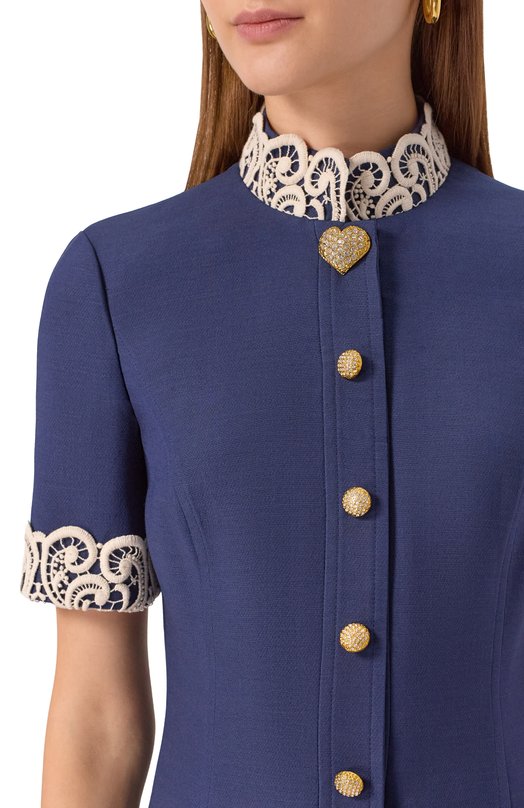 Платье из шерсти и шелка Valentino 7B3VAG10/1CF Синий  7B3VAG10/1CF Фото 5