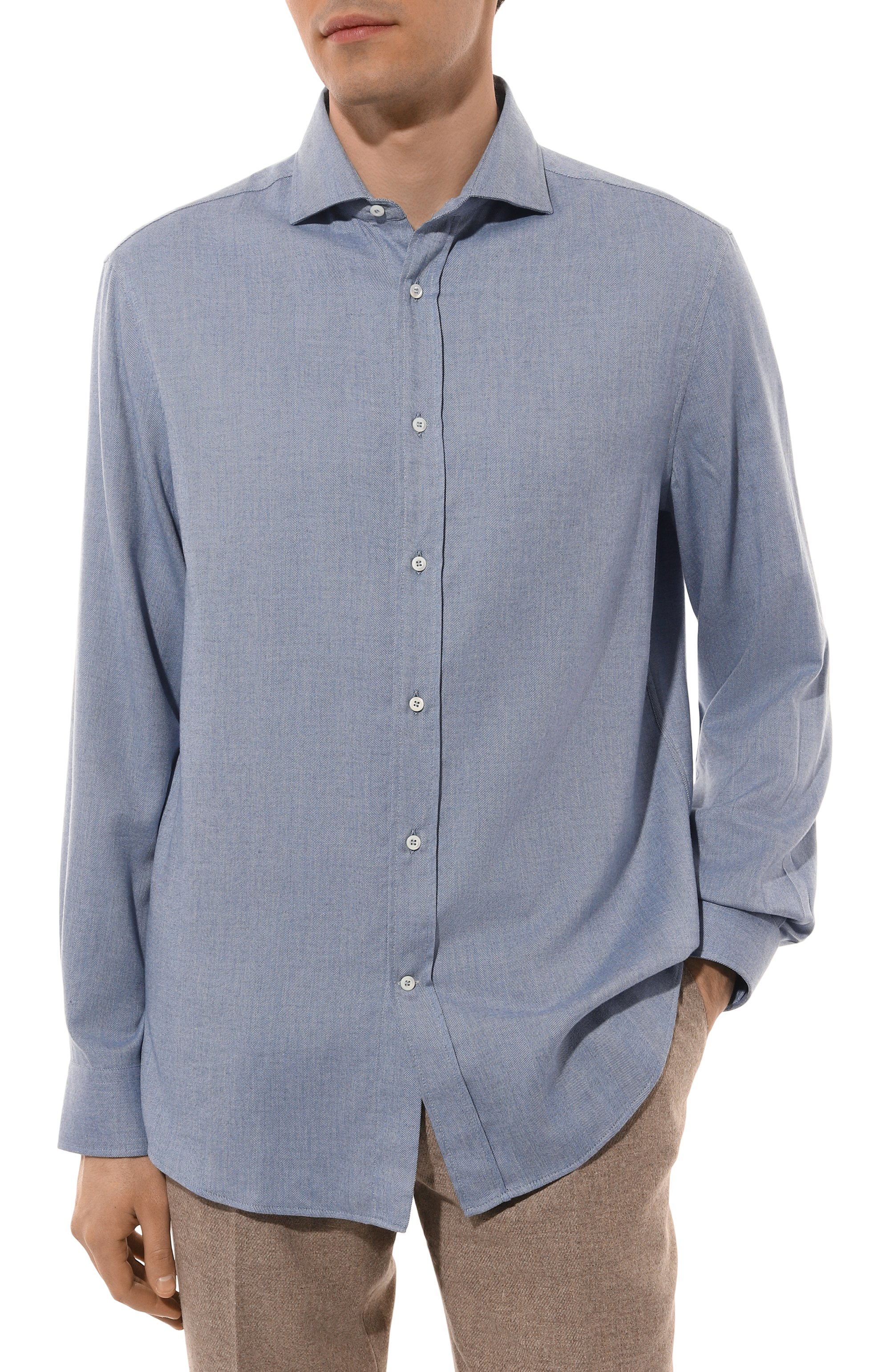 Рубашка из хлопка и лиоцелла BRUNELLO CUCINELLI, арт. MY6370627, фото 3