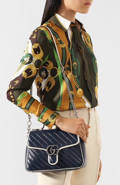Сумка gg marmont small GUCCI темно-синего цвета по цене 275500 руб., арт. 498110/00LFN, фото 5 Сумка gg marmont small GUCCI, арт. 498110/00LFN, фото 5
