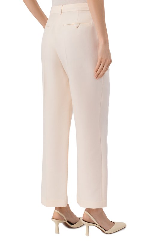 Брюки из шерсти и шелка 12 STOREEZ 137104 Кремовый  137104 Фото 4