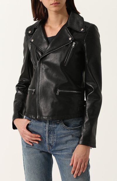 Однотонная кожаная куртка с косой молнией GUCCI, арт. 419017/XN336, фото 3