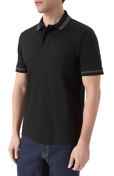 Хлопковое поло BOSS черного цвета по цене 19950 руб., арт. 50554529, фото 3 Хлопковое поло BOSS, арт. 50554529, фото 3