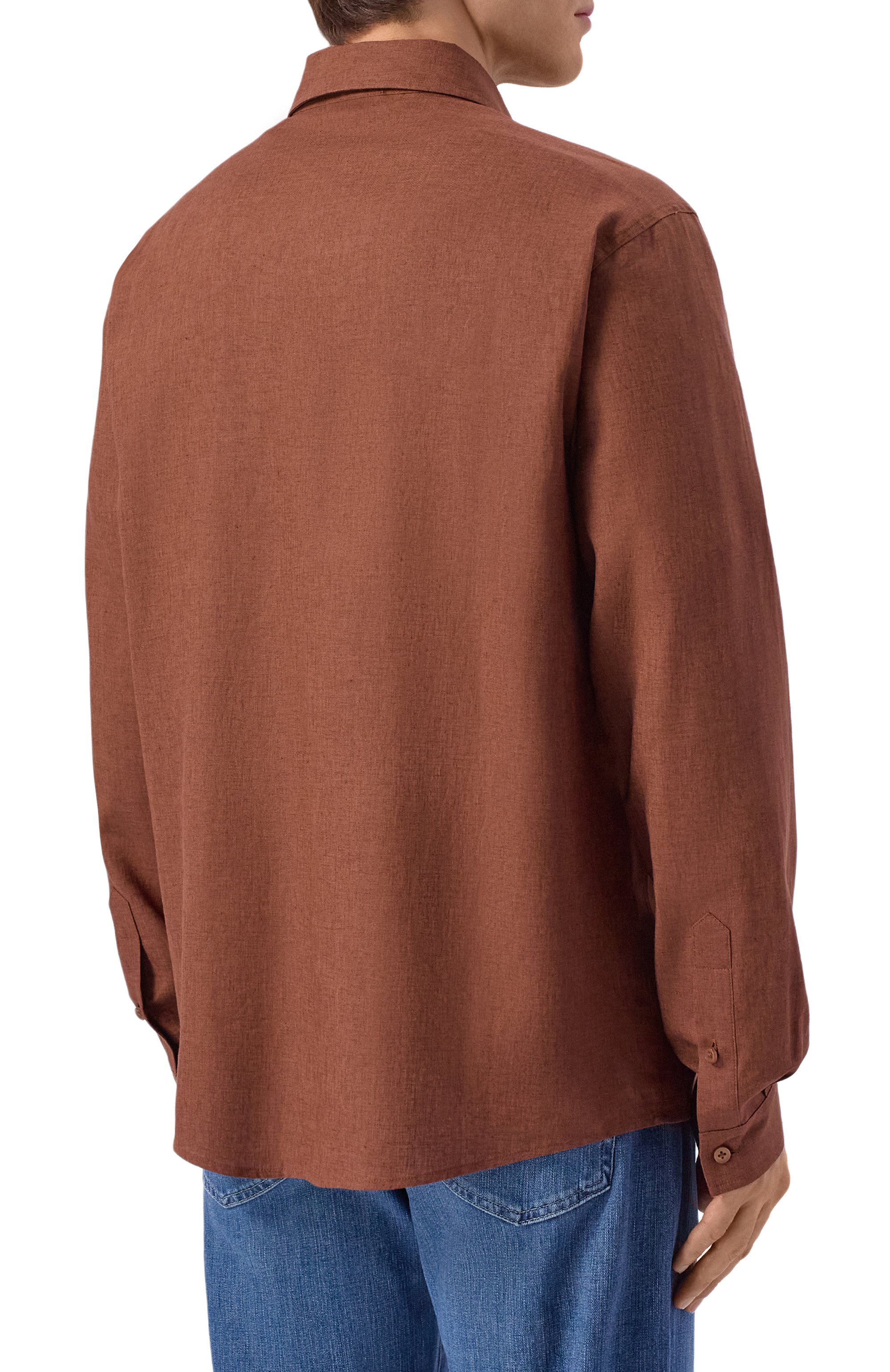 Рубашка изо льна и вискозы HINNOMINATE коричневого цвета по цене 13450 руб., арт. HMABM01549, фото 4 Рубашка изо льна и вискозы HINNOMINATE, арт. HMABM01549, фото 4